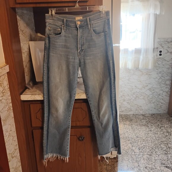 Mother Denim Insider Crop Fray Light Kitty Racer Size 26 - Picture 7 of 15